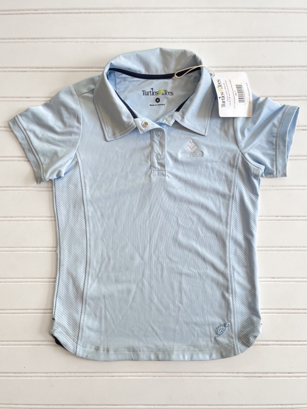 TURTLES & TEES NWT Ice Blue Mira Vista Country Club Golf Performance Polo